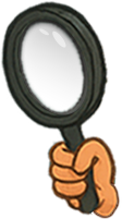 Hand holding magnifying glass